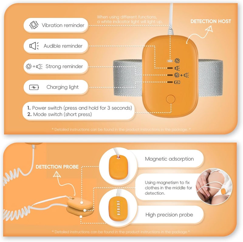 RLOVAL Bed Wetting Alarm,Bedwetting Alarm with High Sensitivity,Loud Sound and Strong Vibration,USB Charging Lasts A Long Time,Potty Training - Image 3